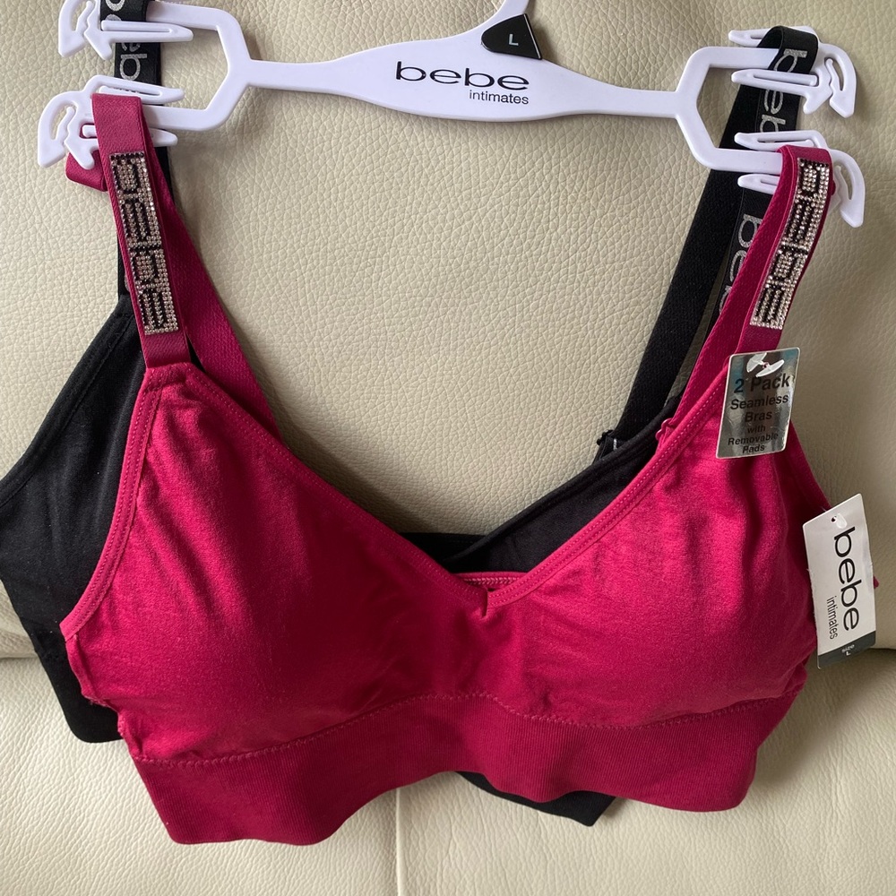 bebe intimates rhinestone- 2 pack seamless bras